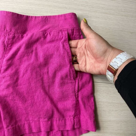 GAP Hot Pink Linen Blend Shorts Relaxed Fit Colorful Pull On Pockets Small - Picture 6 of 9